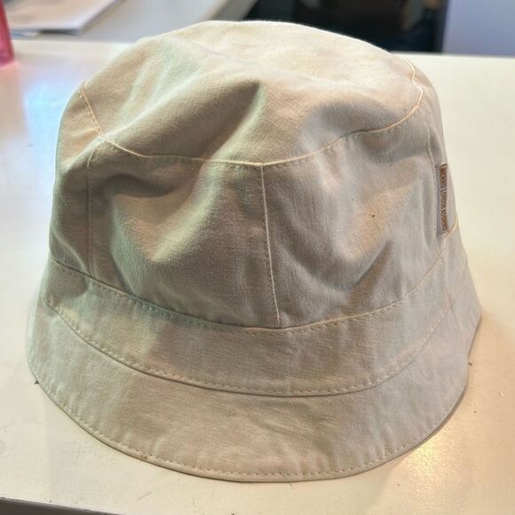Michiko London natural off white and orange reversible, bucket hat - Picture 5 of 7